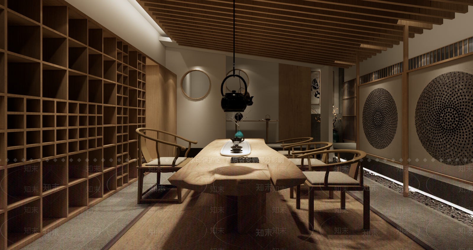新中式风格茶室SU模型下载【ID:966059337】