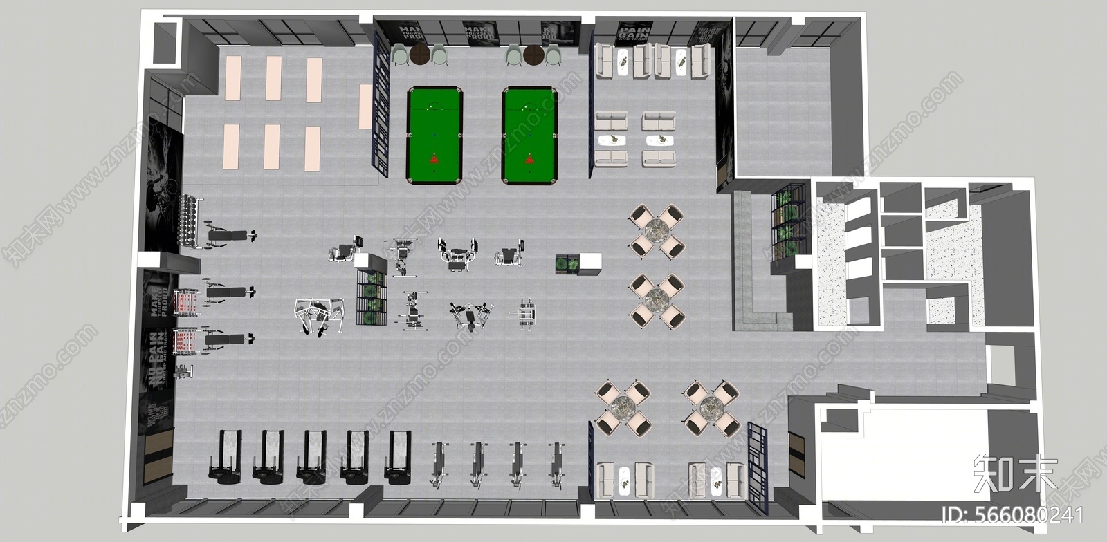 现代风格健身房SU模型下载【ID:566080241】