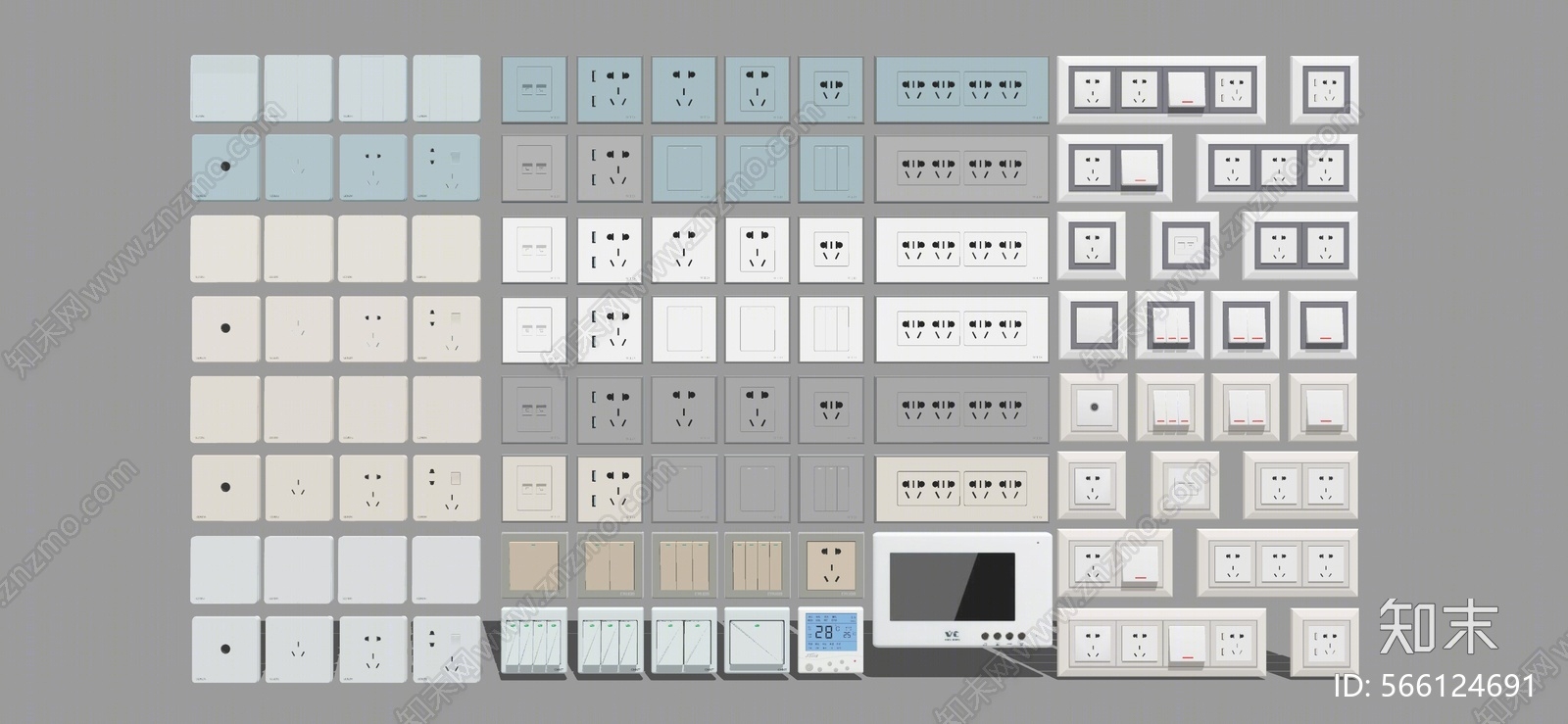 现代风格插座组合SU模型下载【ID:566124691】