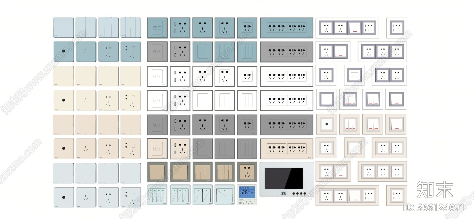 现代风格插座组合SU模型下载【ID:566124691】