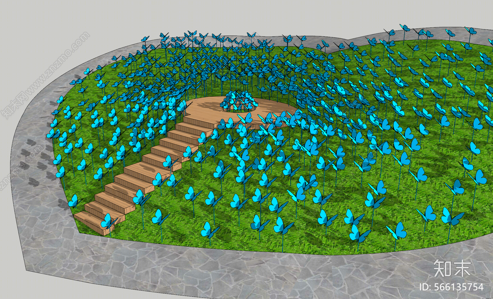 现代风格公园景观SU模型下载【ID:566135754】