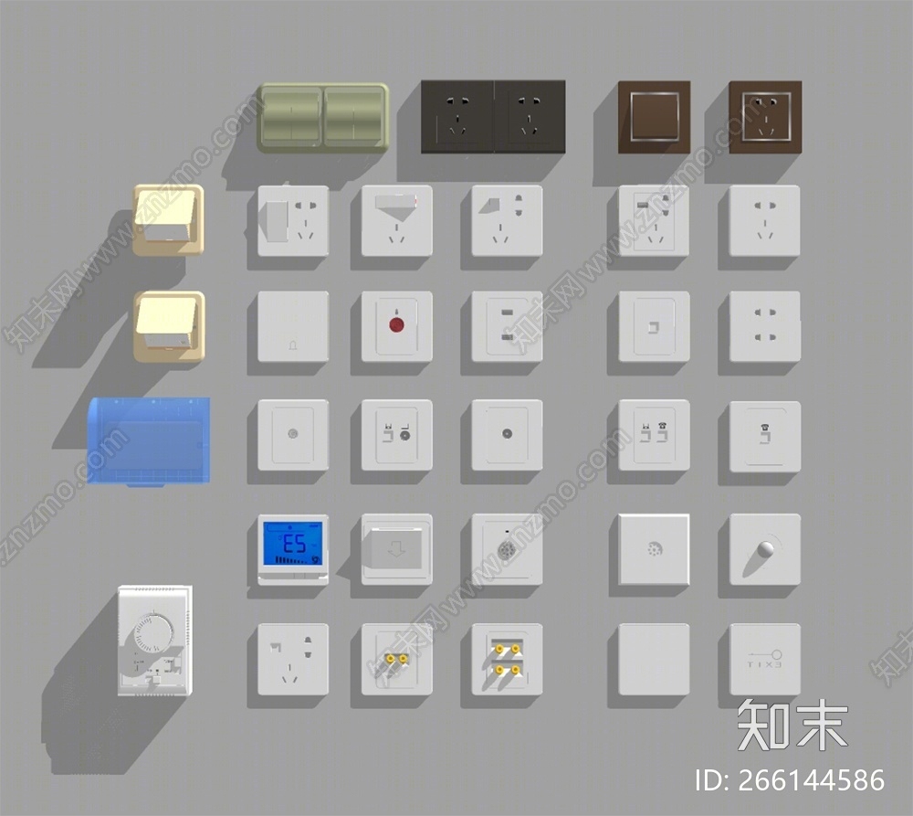 现代风格开关SU模型下载【ID:266144586】