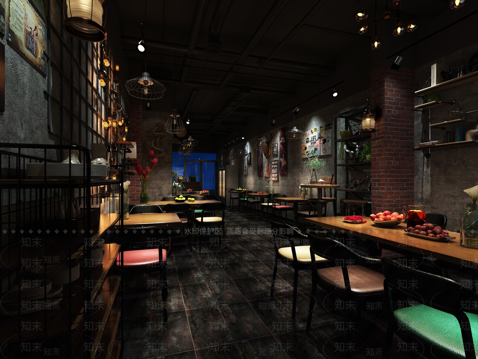 工业风烧烤餐厅3D模型下载【ID:766152951】