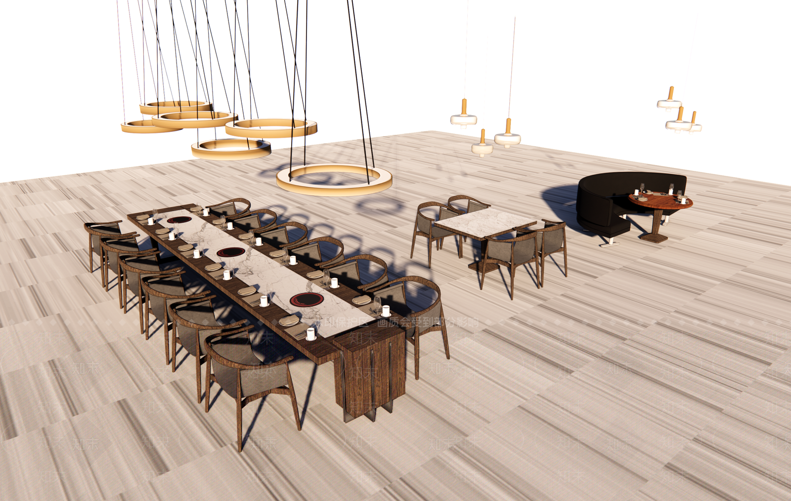 现代风格西餐桌SU模型下载【ID:666157646】