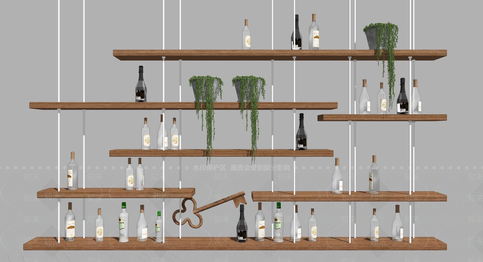 现代风格酒瓶SU模型下载【ID:566160806】
