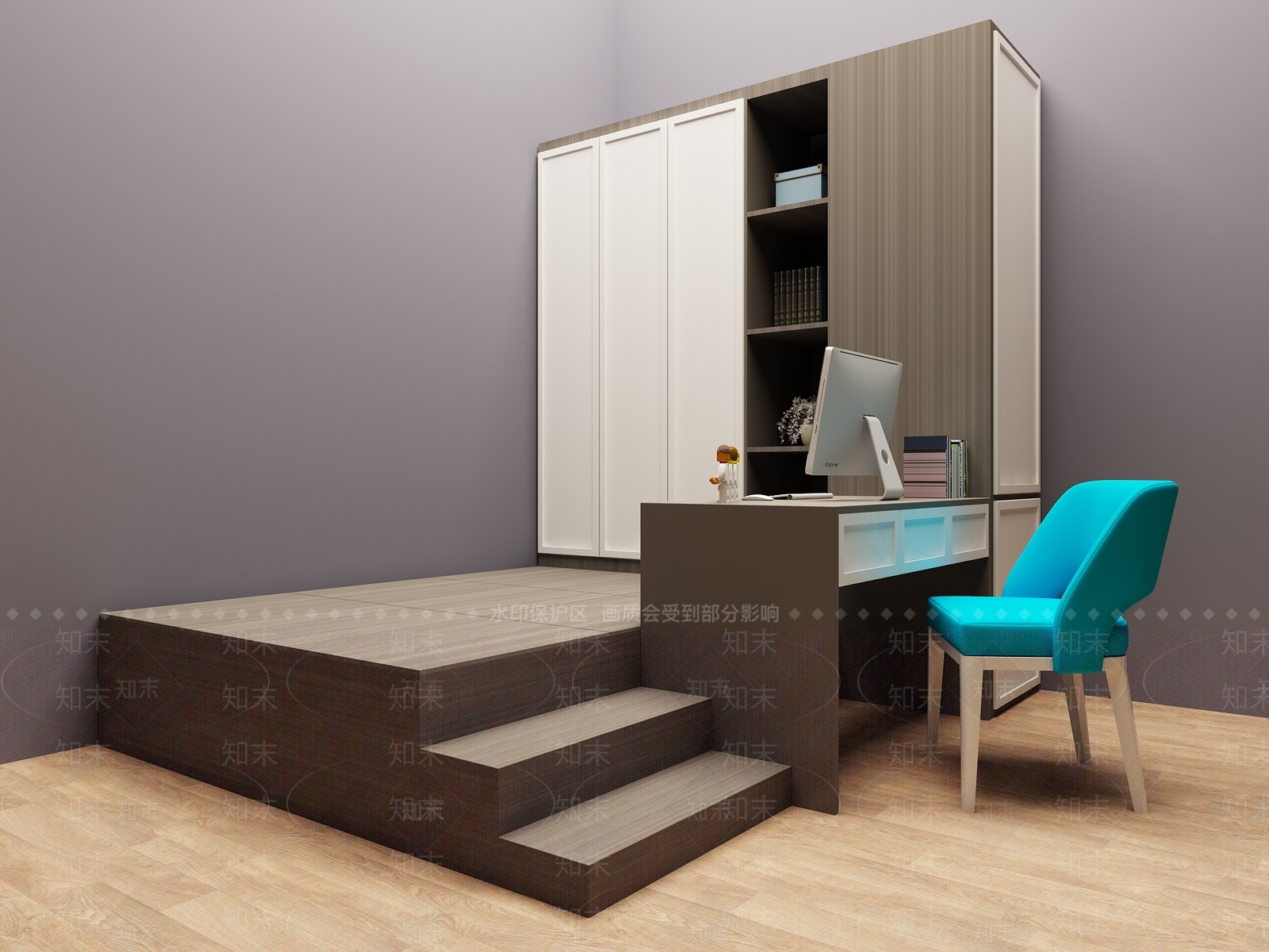 现代儿童榻榻米床3D模型下载【ID:766175721】