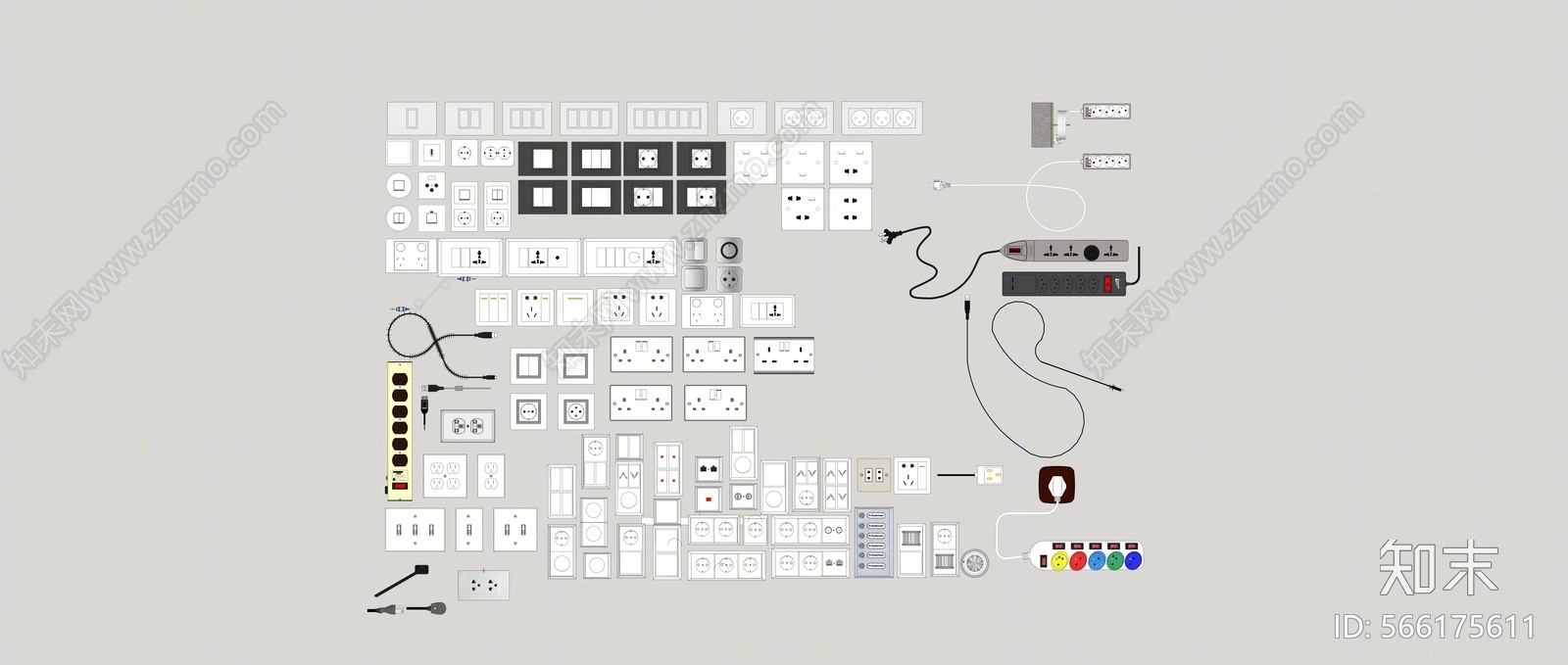 现代风格插座SU模型下载【ID:566175611】