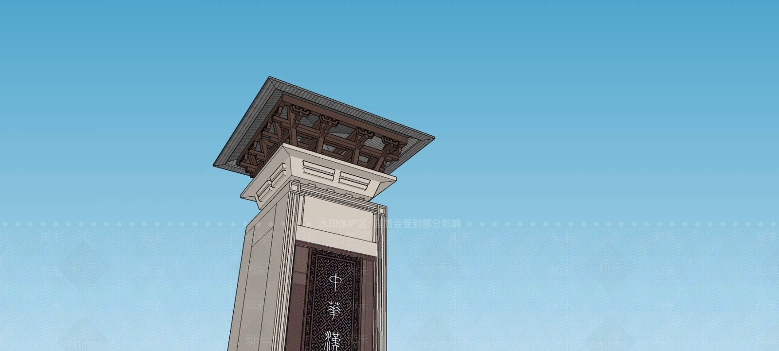 中式风格塔楼SU模型下载【ID:566377361】