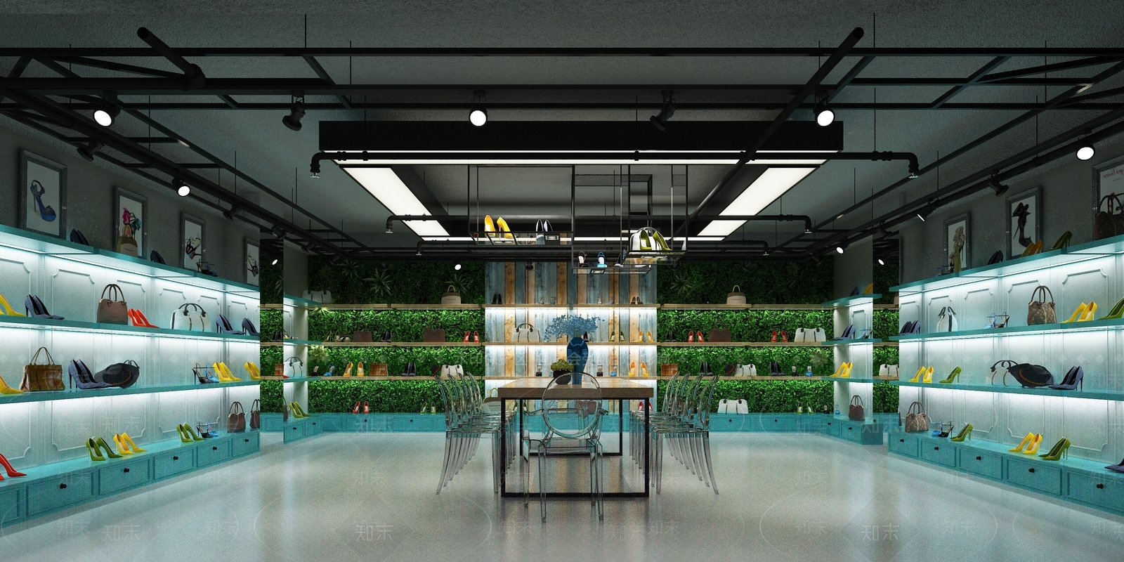 工业风商场鞋店3D模型下载【ID:766381724】