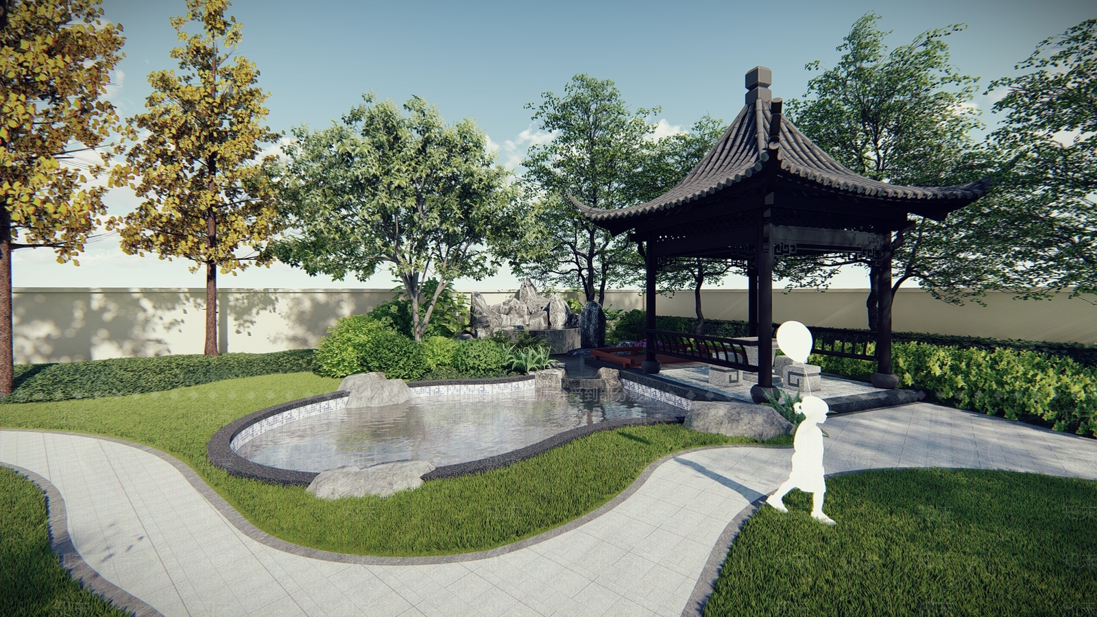 新中式风格中式古建筑SU模型下载【ID:866382629】
