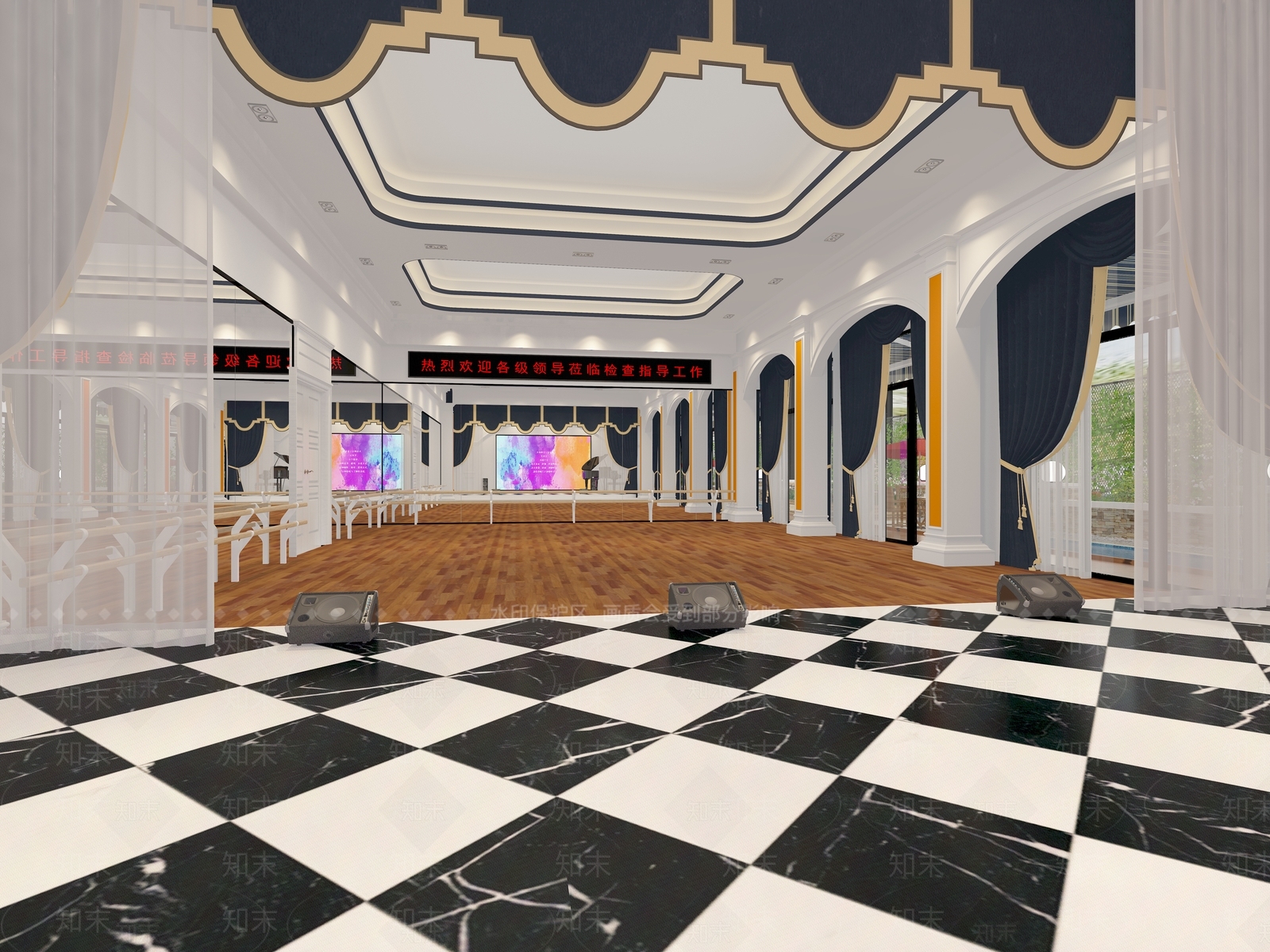 美式礼堂3D模型下载【ID:266435374】