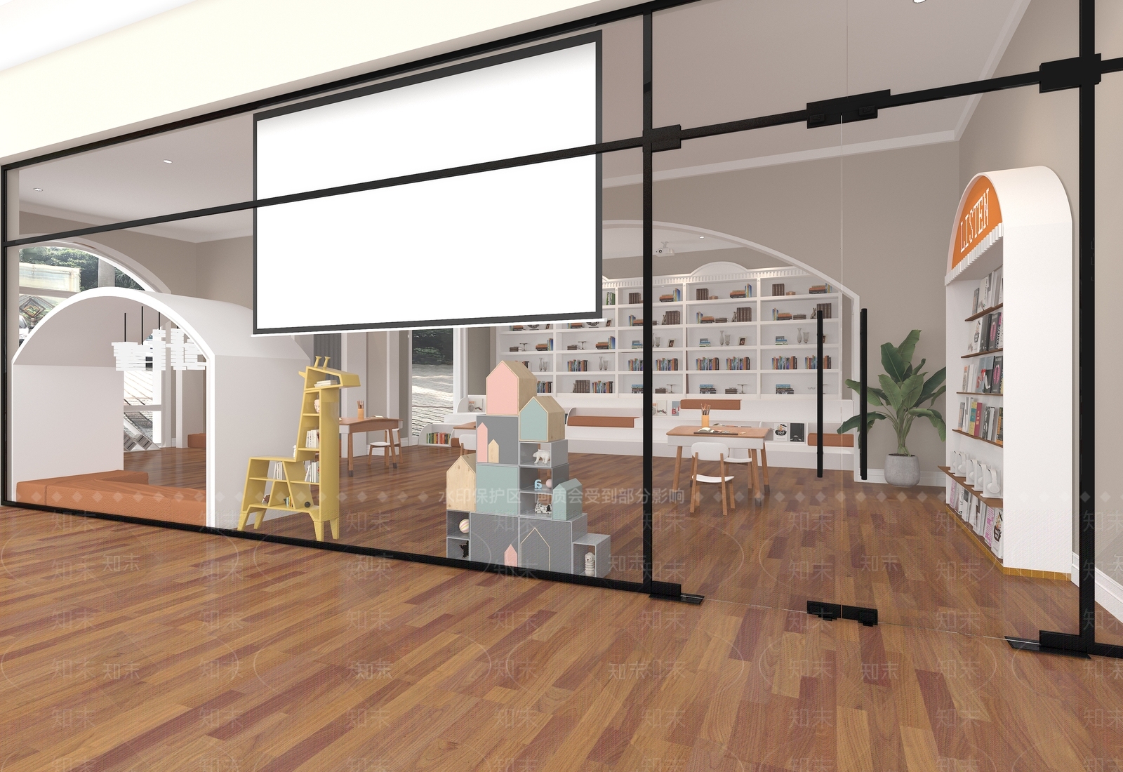 美式幼儿园图书馆3D模型下载【ID:866448204】