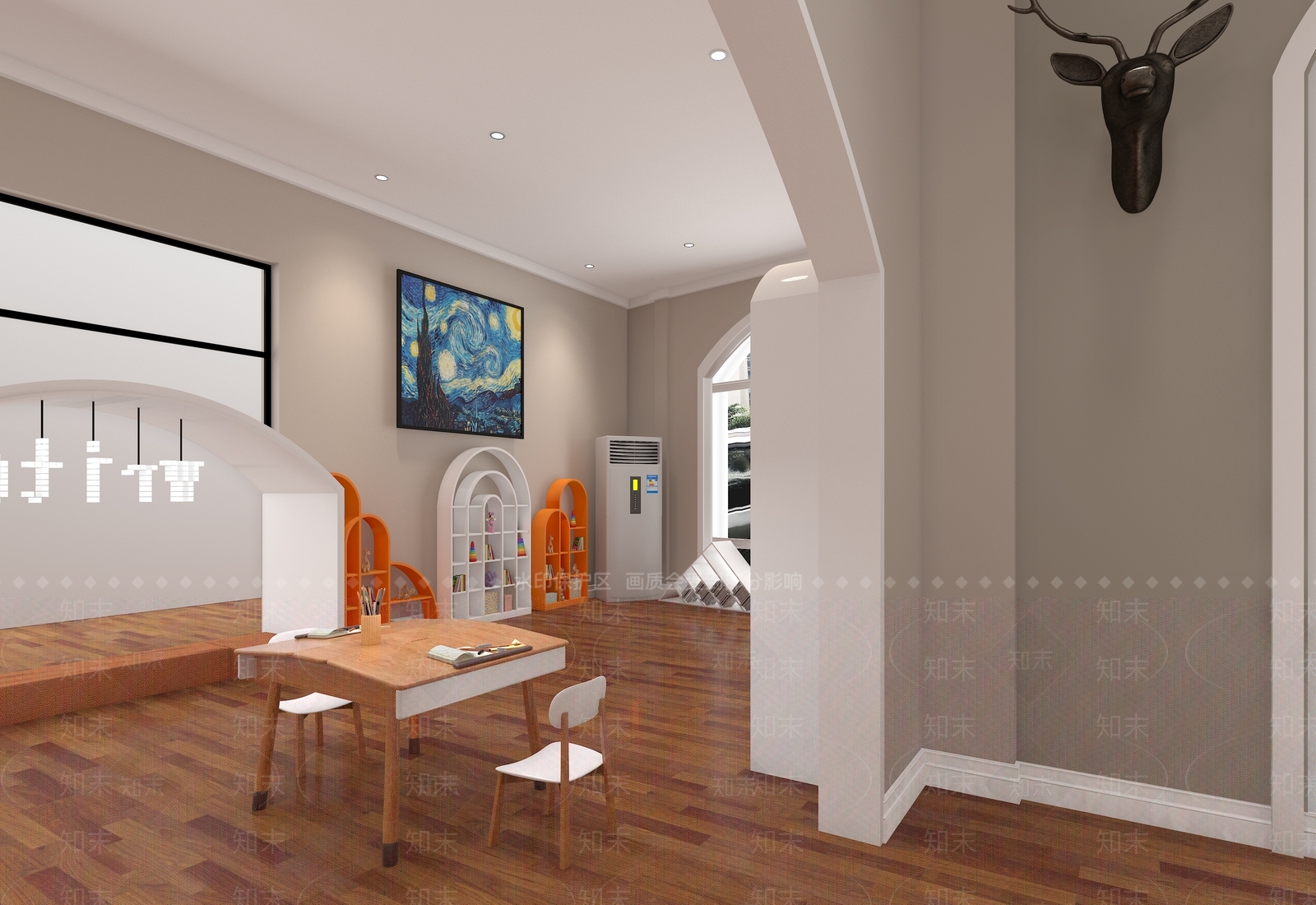 美式幼儿园图书馆3D模型下载【ID:866448204】