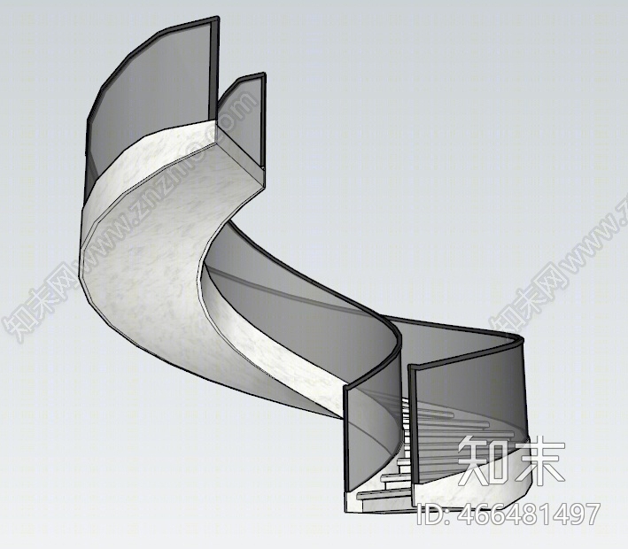 现代风格旋转楼梯SU模型下载【ID:466481497】