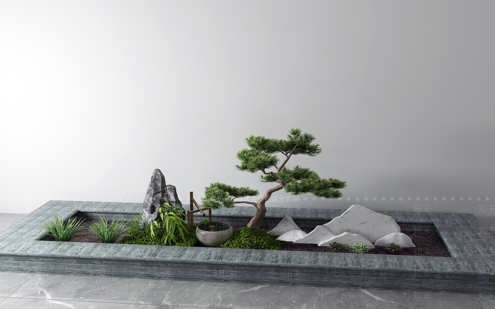 新中式盆景3D模型下载【ID:866488414】