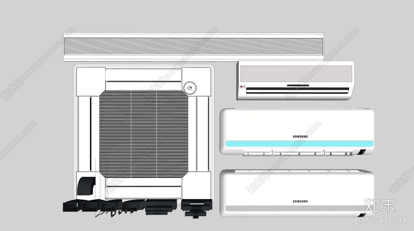 现代风格空调SU模型下载【ID:766494094】