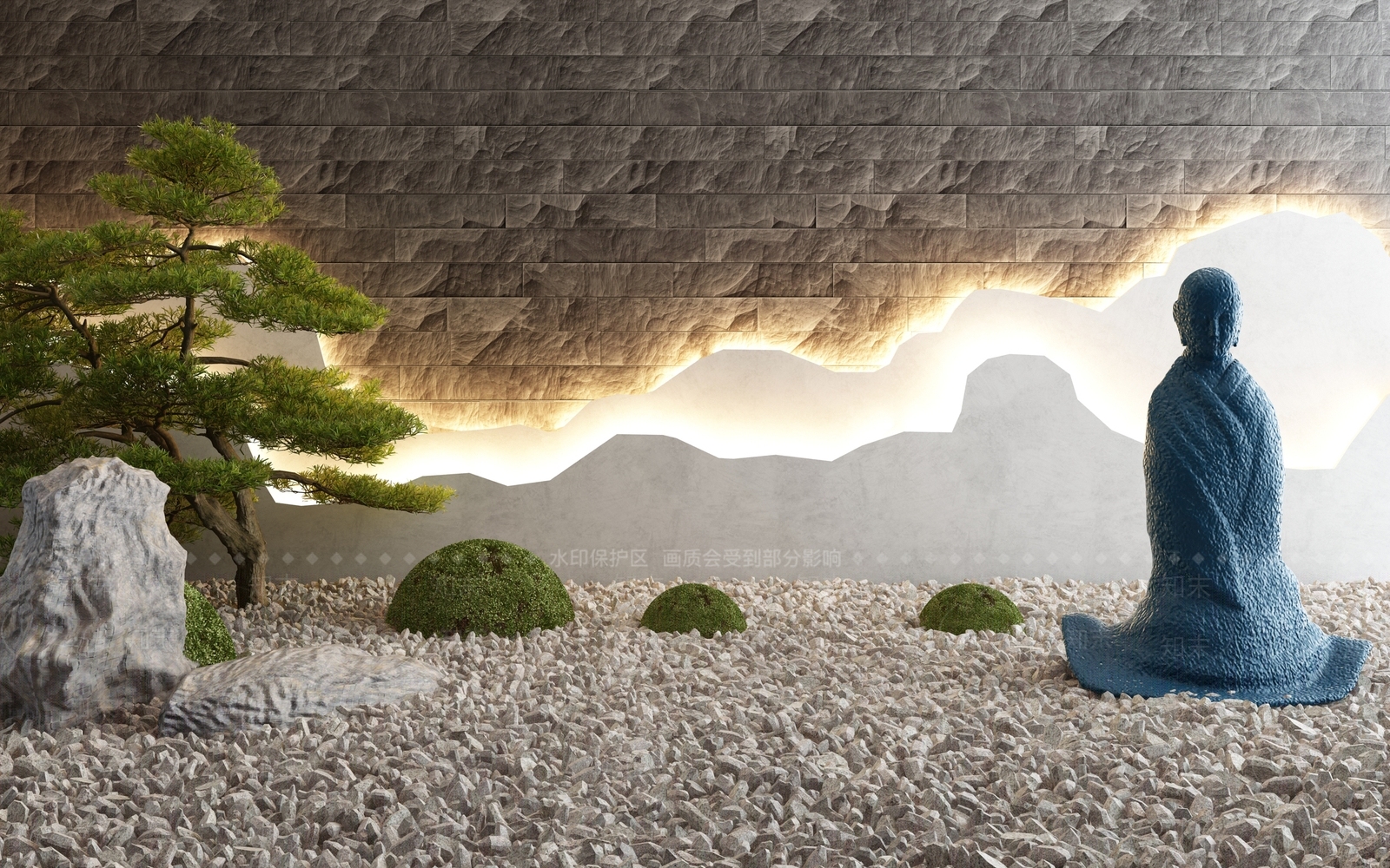 新中式园林景观小品3D模型下载【ID:466496419】