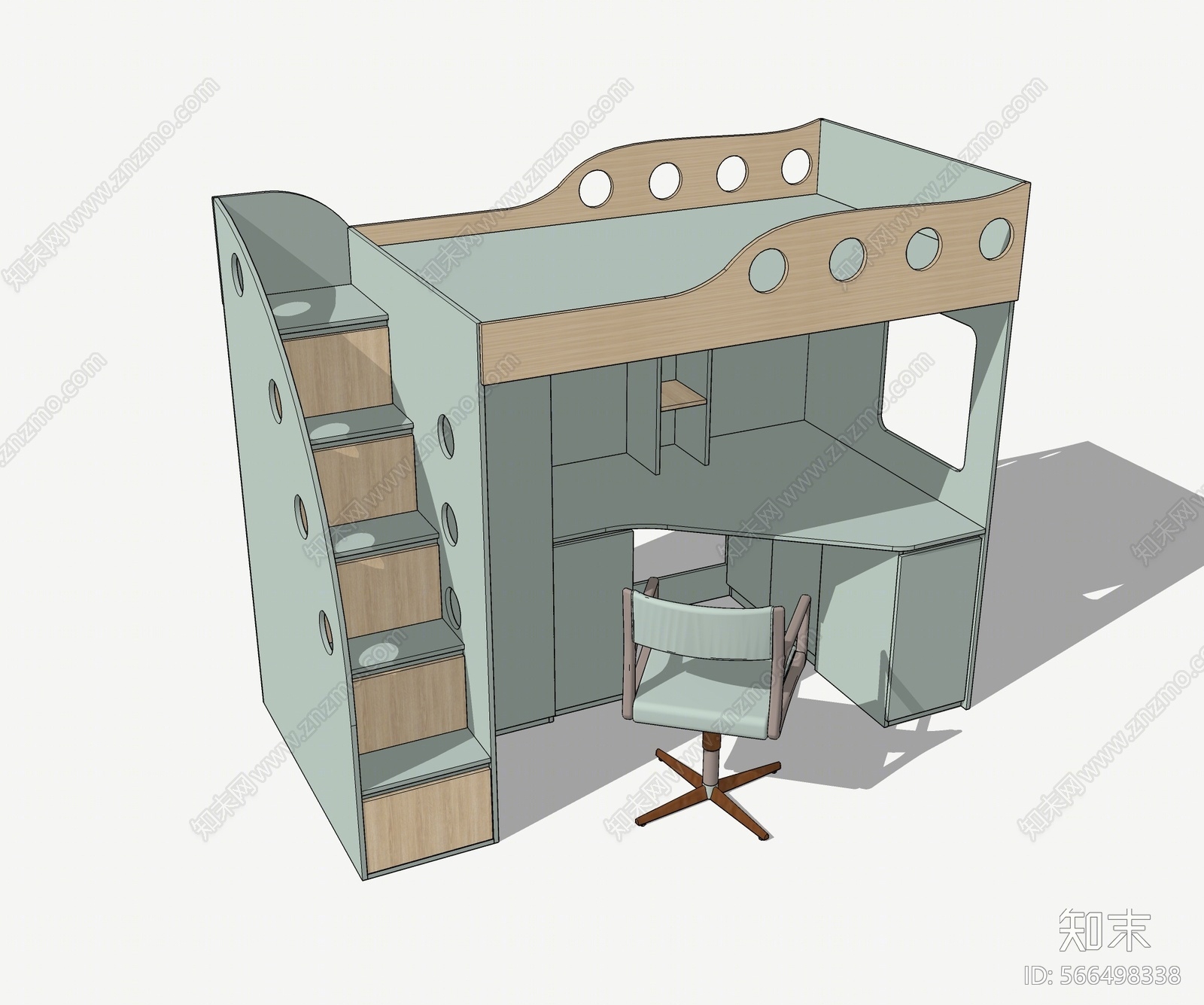 北欧风格儿童床SU模型下载【ID:566498338】