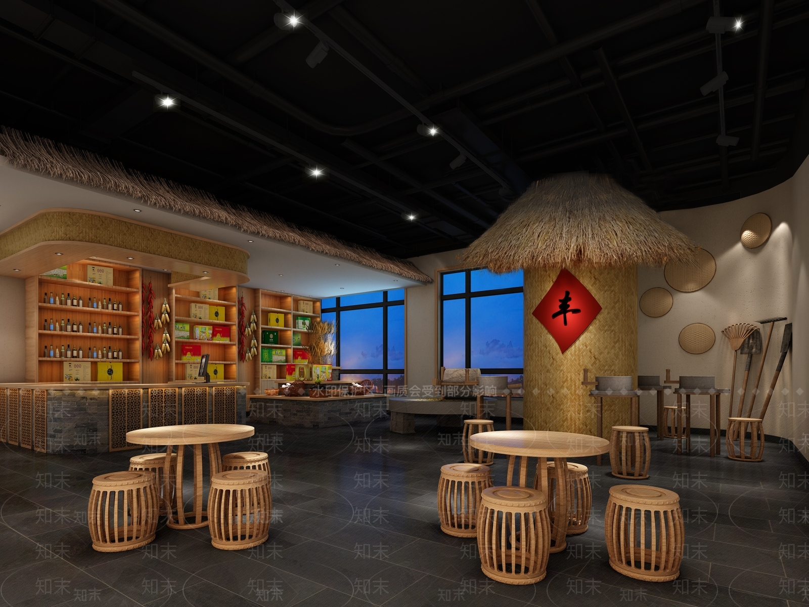 中式农家乐餐厅收银台3D模型下载【ID:766511669】