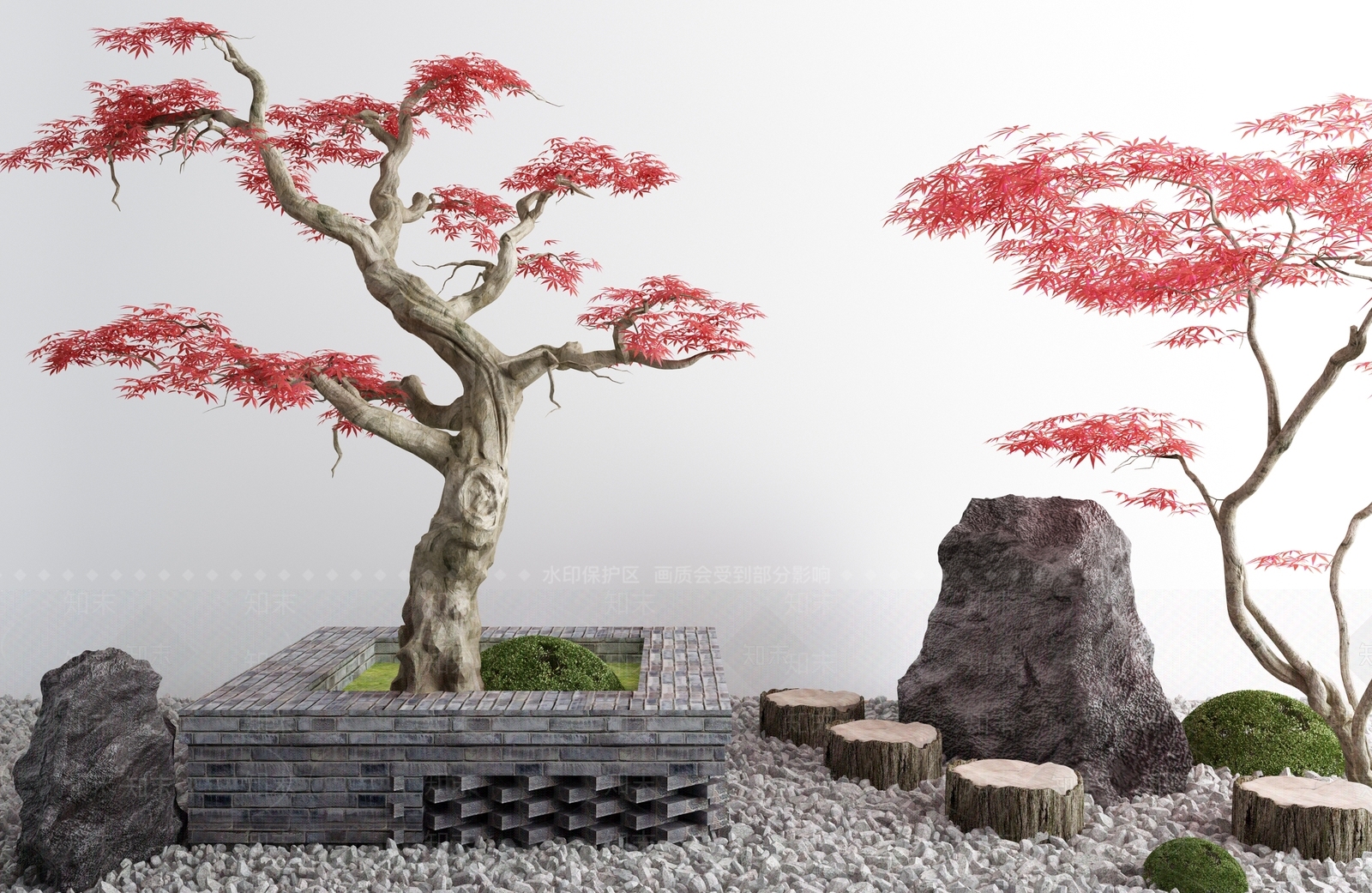 新中式园林景观小品3D模型下载【ID:466512463】