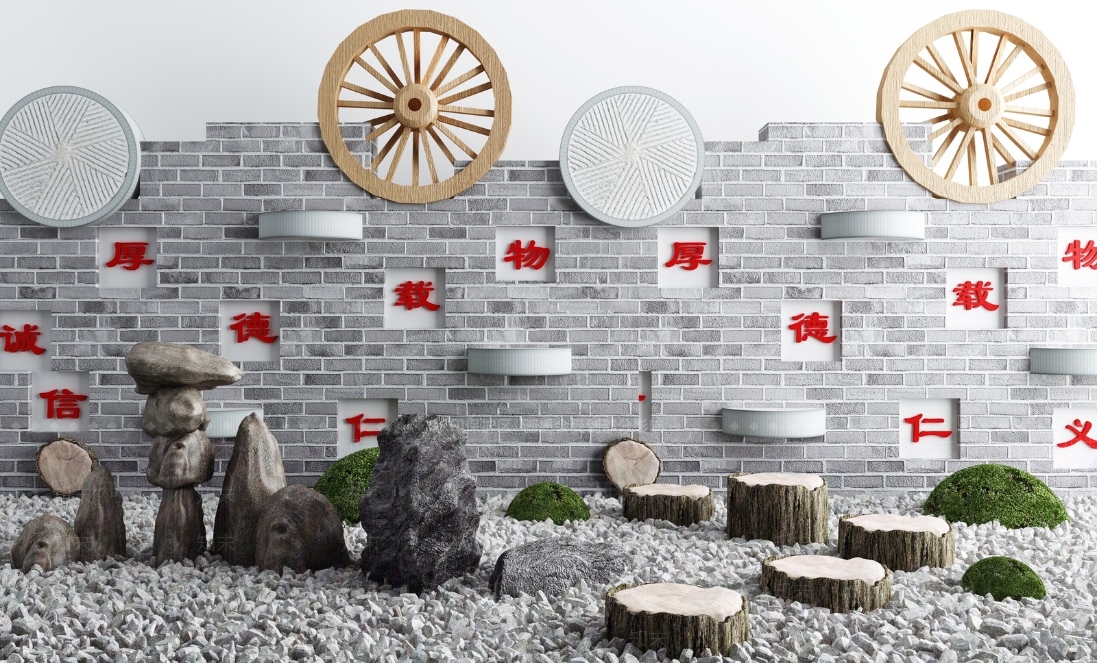 新中式农家乐庭院3D模型下载【ID:966512175】