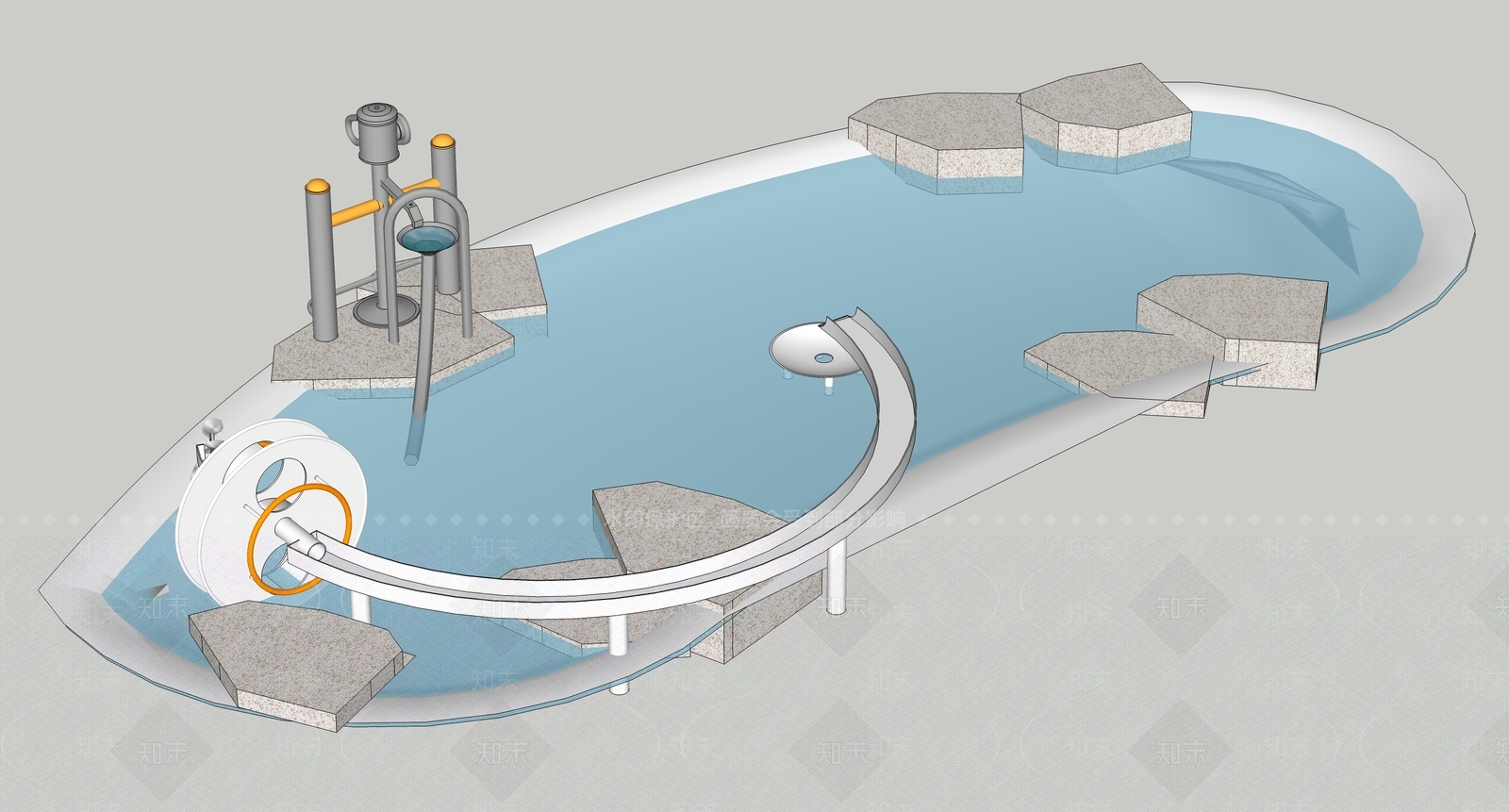 现代风格儿童玩耍水池SU模型下载【ID:966624802】