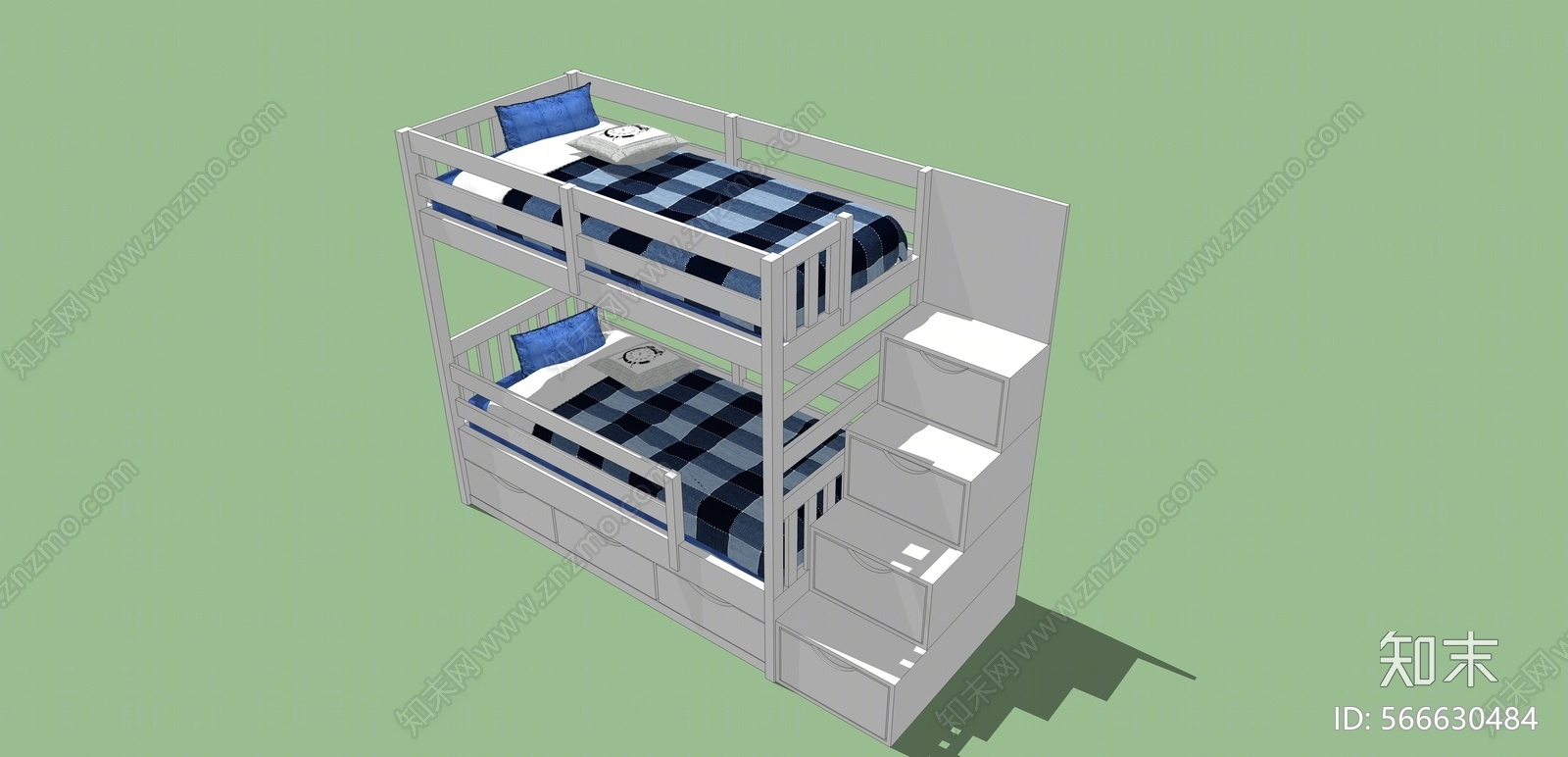 现代风格双层床SU模型下载【ID:566630484】