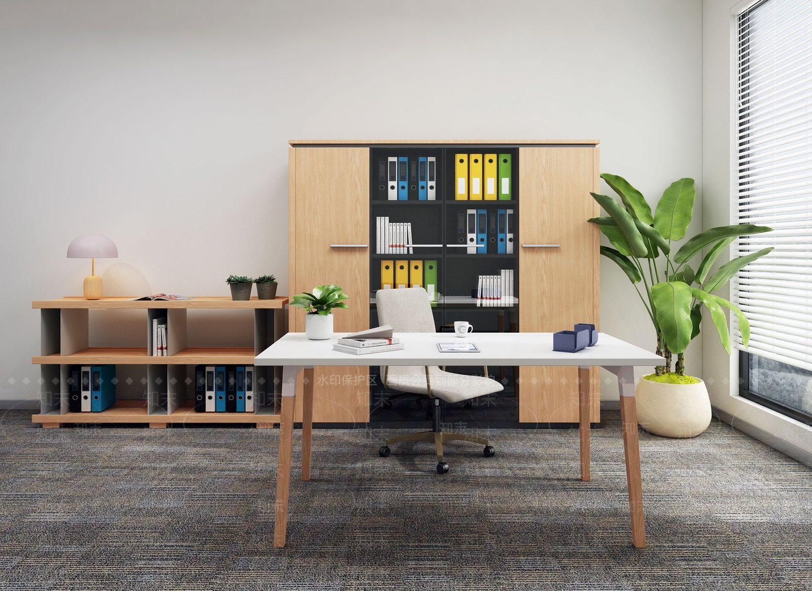 现代办公室家具组合3D模型下载【ID:366637710】
