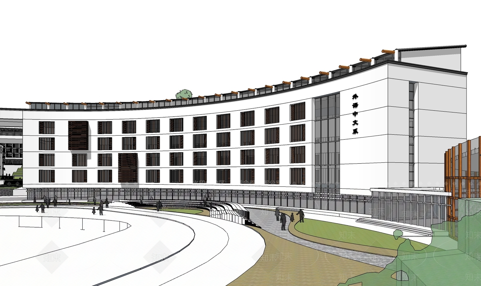 中式风格大学校区SU模型下载【ID:866656374】