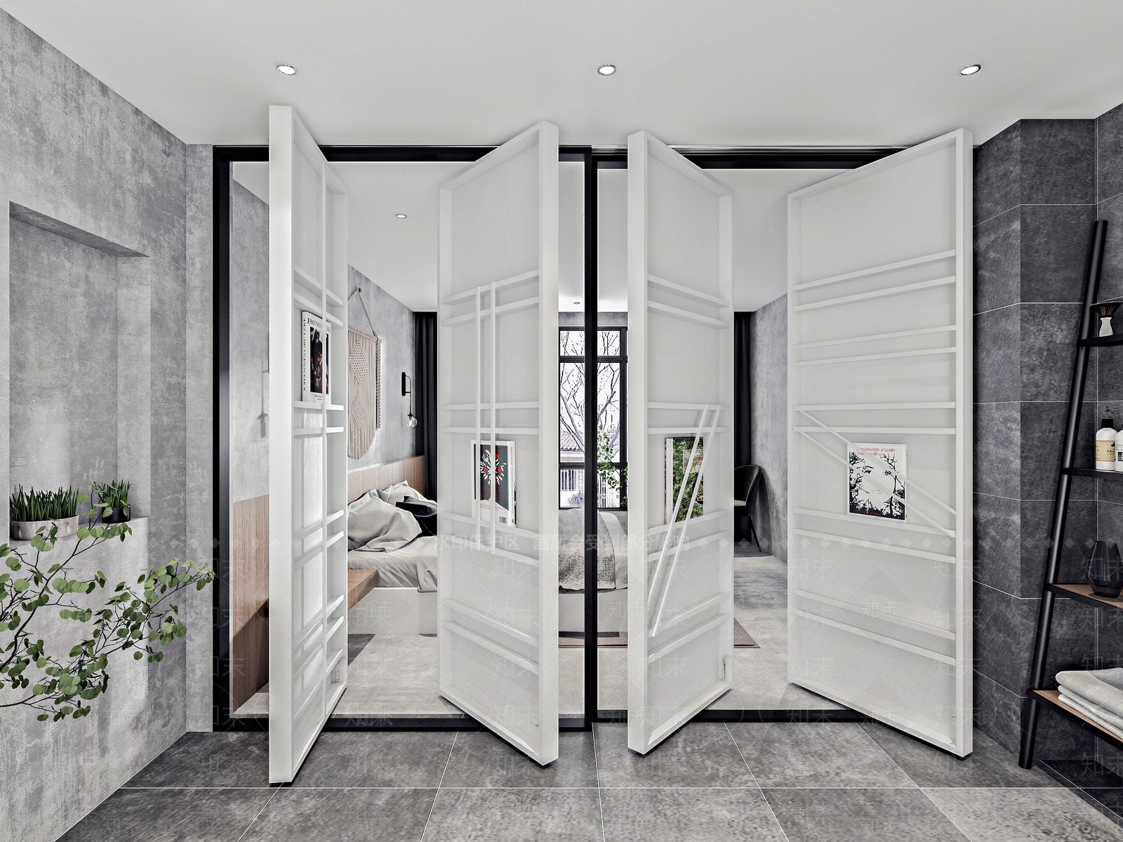 北欧隔断门3D模型下载【ID:666766616】