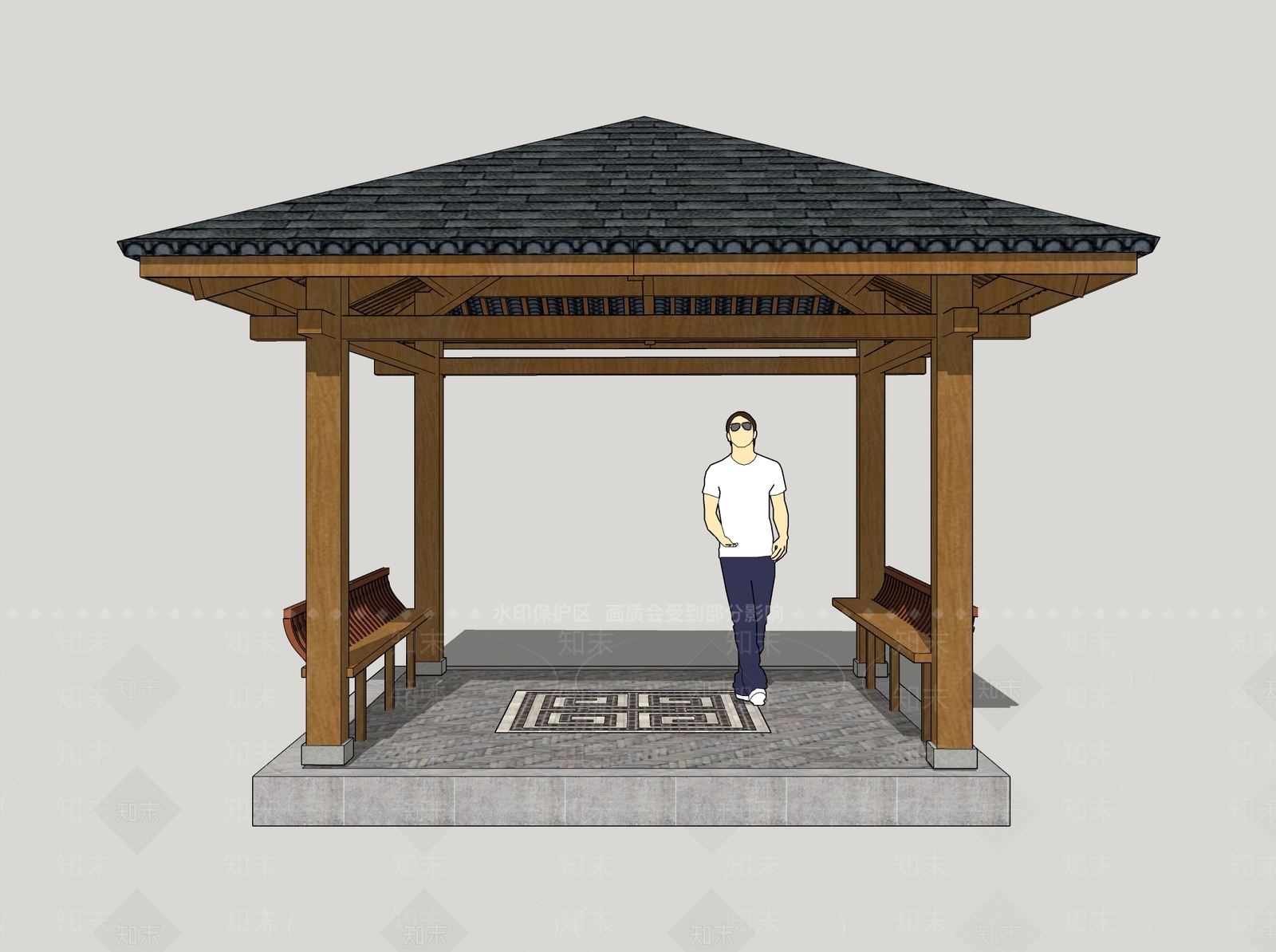 现代亭子SU模型草图