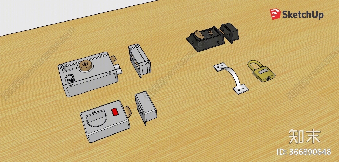 现代风格门锁SU模型下载【ID:366890648】