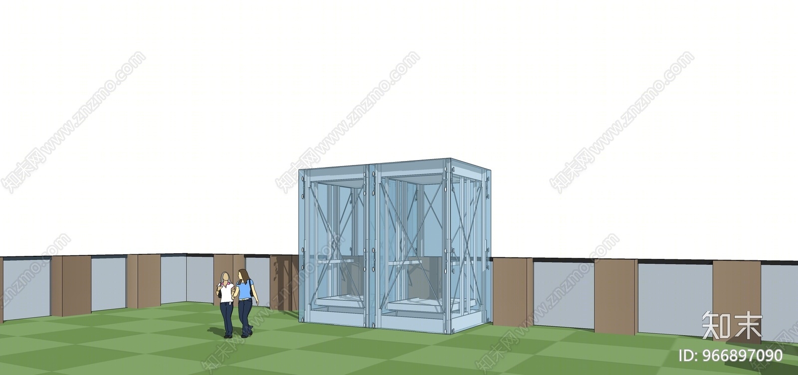 现代风格观光电梯SU模型下载【ID:966897090】