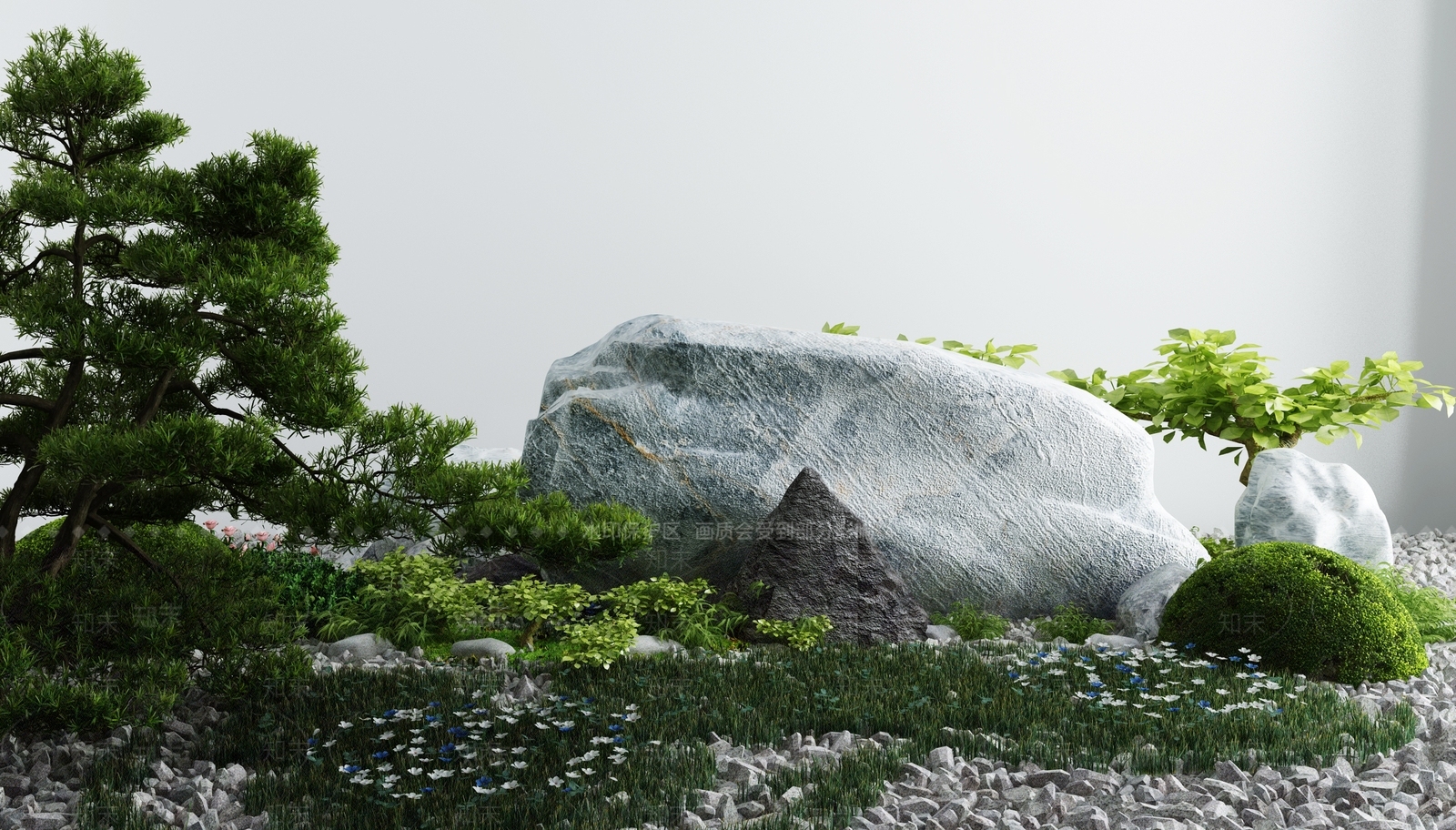 新中式园林景观小品3D模型下载【ID:466903476】