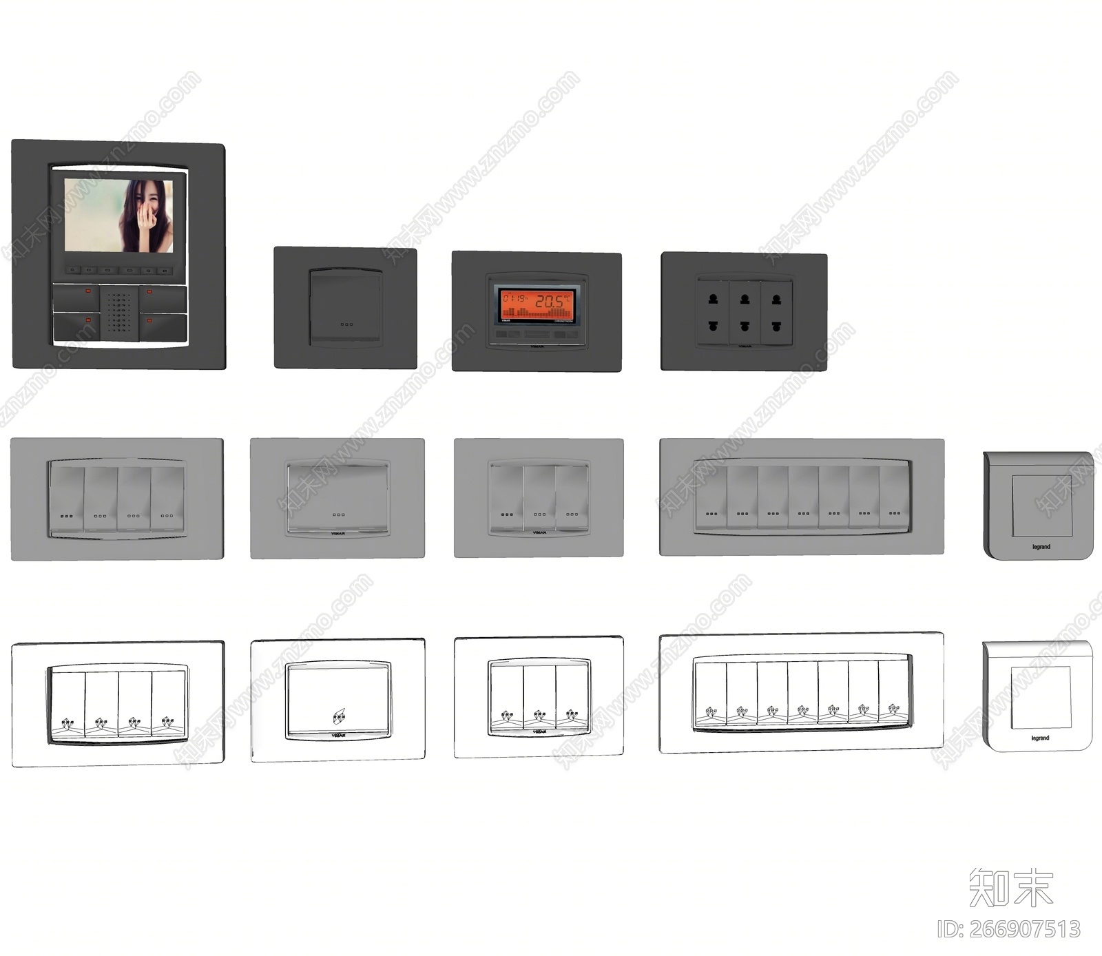 现代风格开关SU模型下载【ID:266907513】