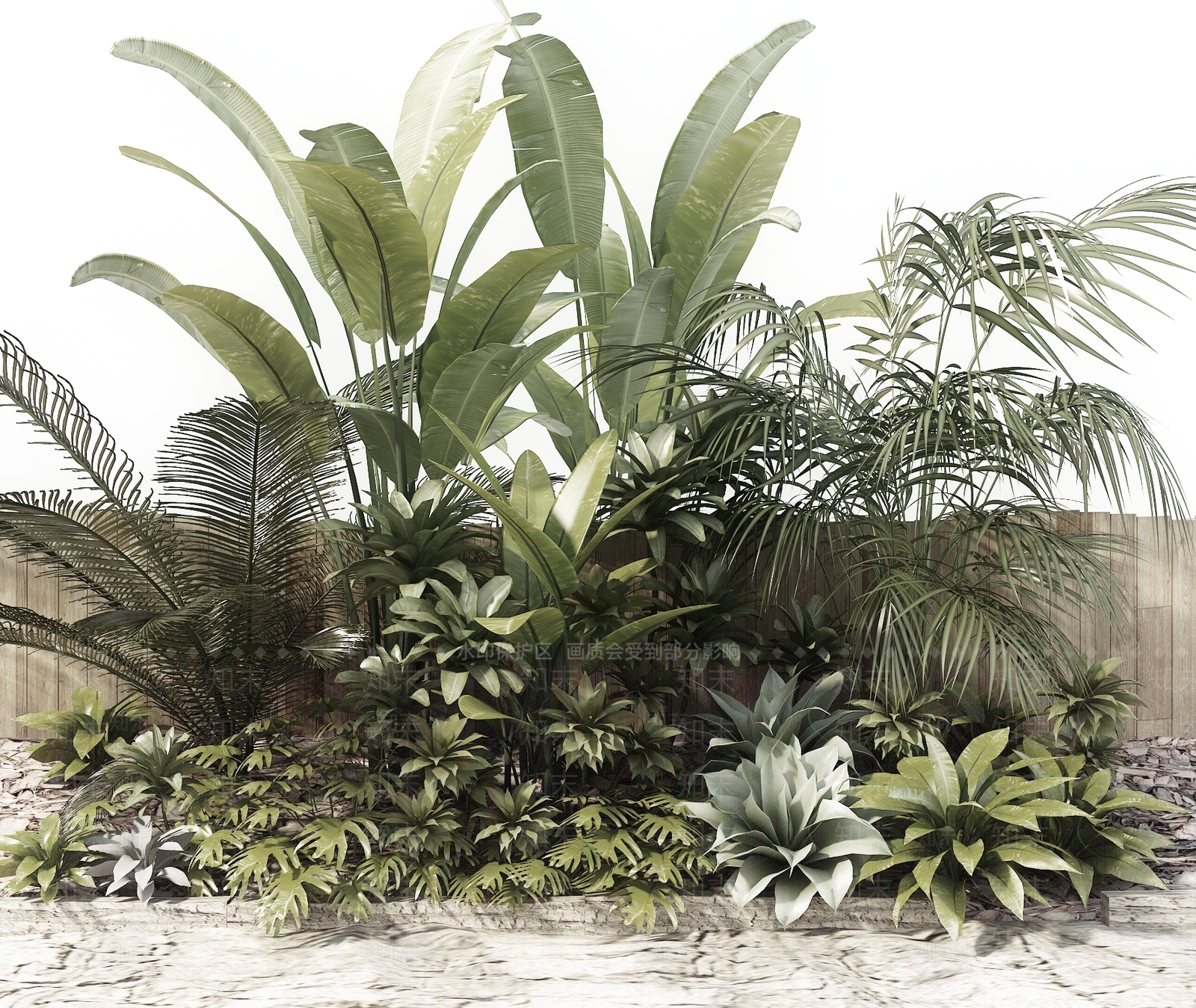 现代室外植物堆3D模型下载【ID:266920632】