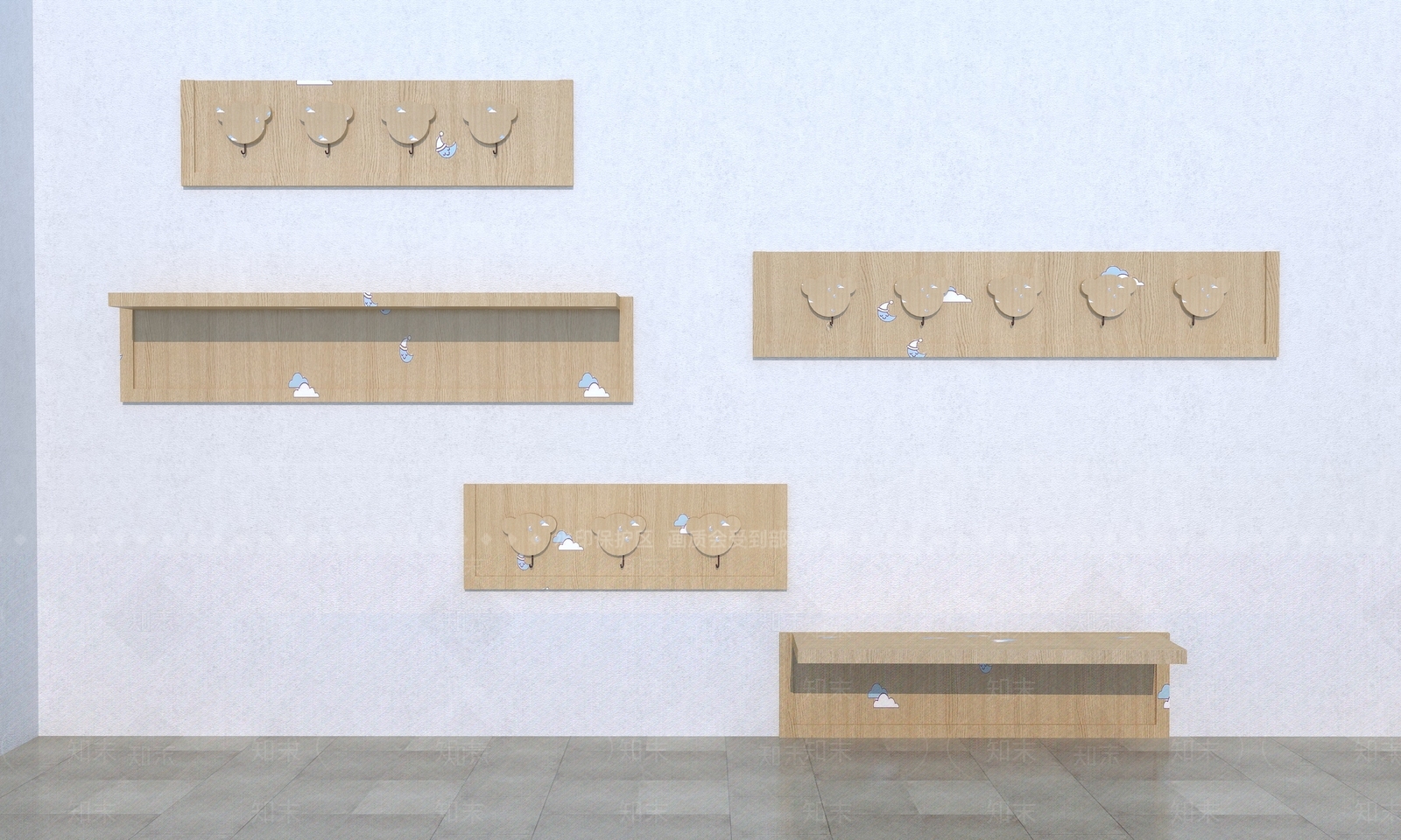 现代墙上置物架3D模型下载【ID:666925576】