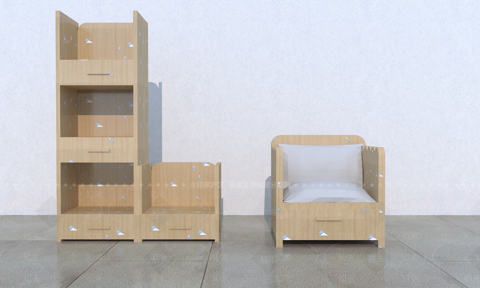 现代墙上置物架3D模型下载【ID:766926500】