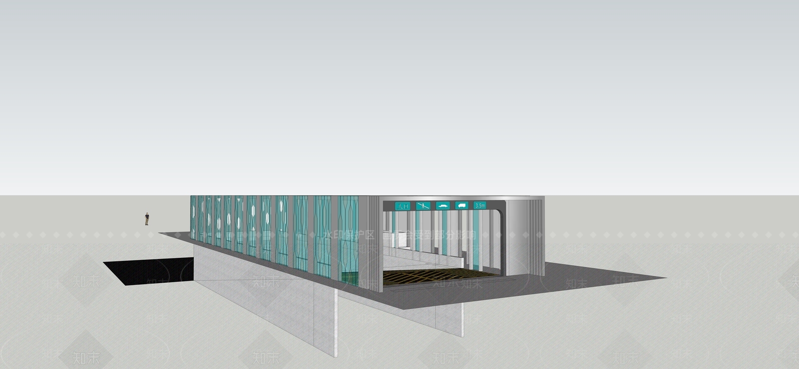 现代风格地下车库入口SU模型下载【ID:666943742】