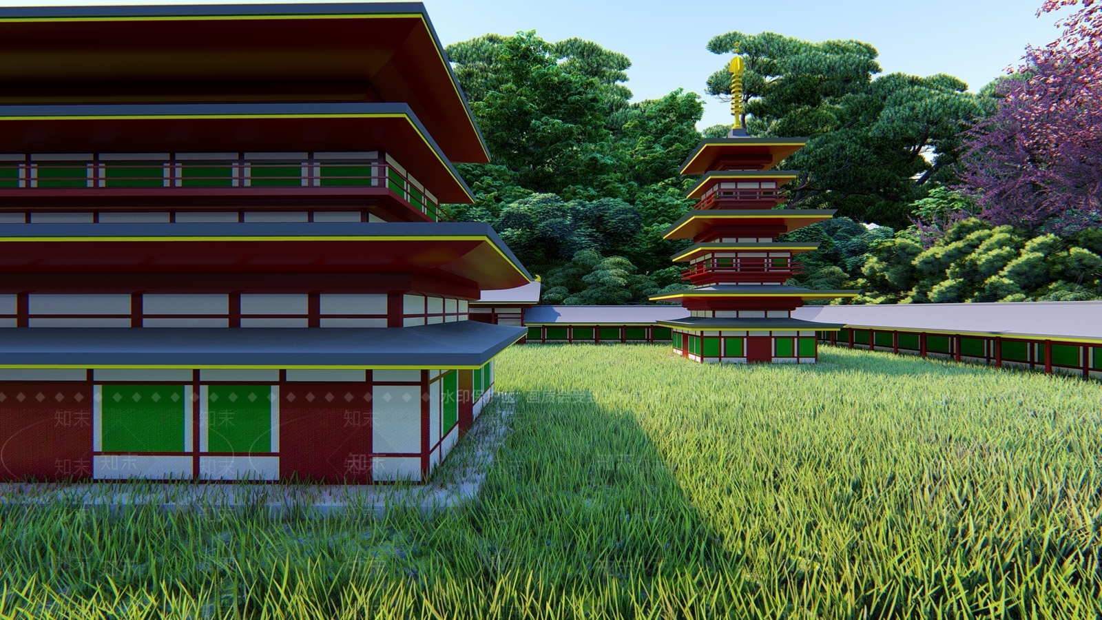 中式风格古建筑SU模型下载【ID:866947650】