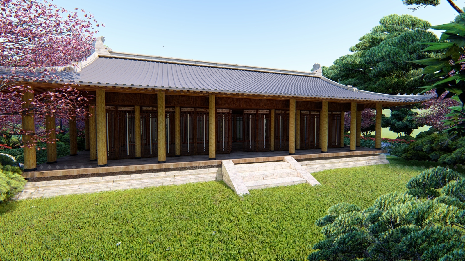 中式风格古建筑SU模型下载【ID:866947675】