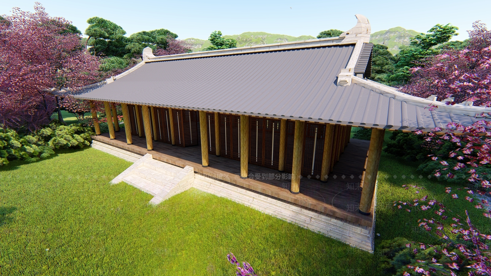 中式风格古建筑SU模型下载【ID:866947675】