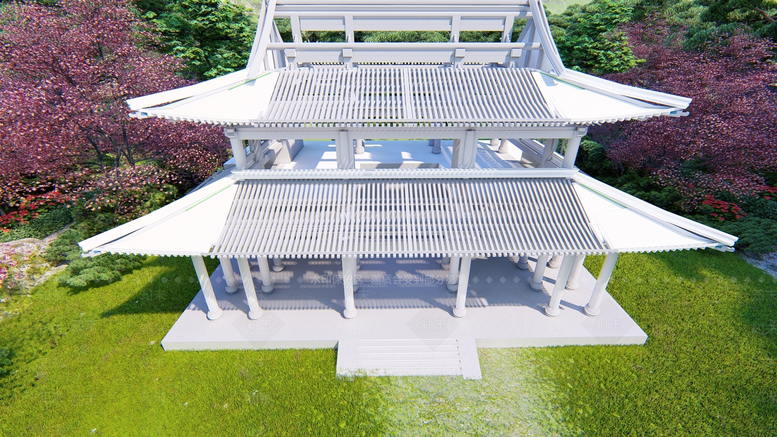中式风格古建筑SU模型下载【ID:866947698】