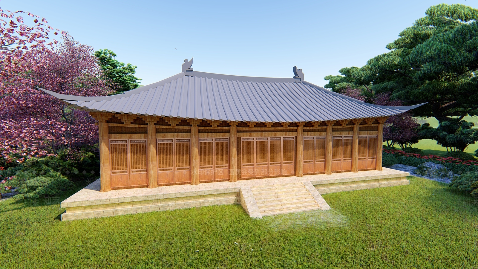 日式风格古建筑SU模型下载【ID:866948624】