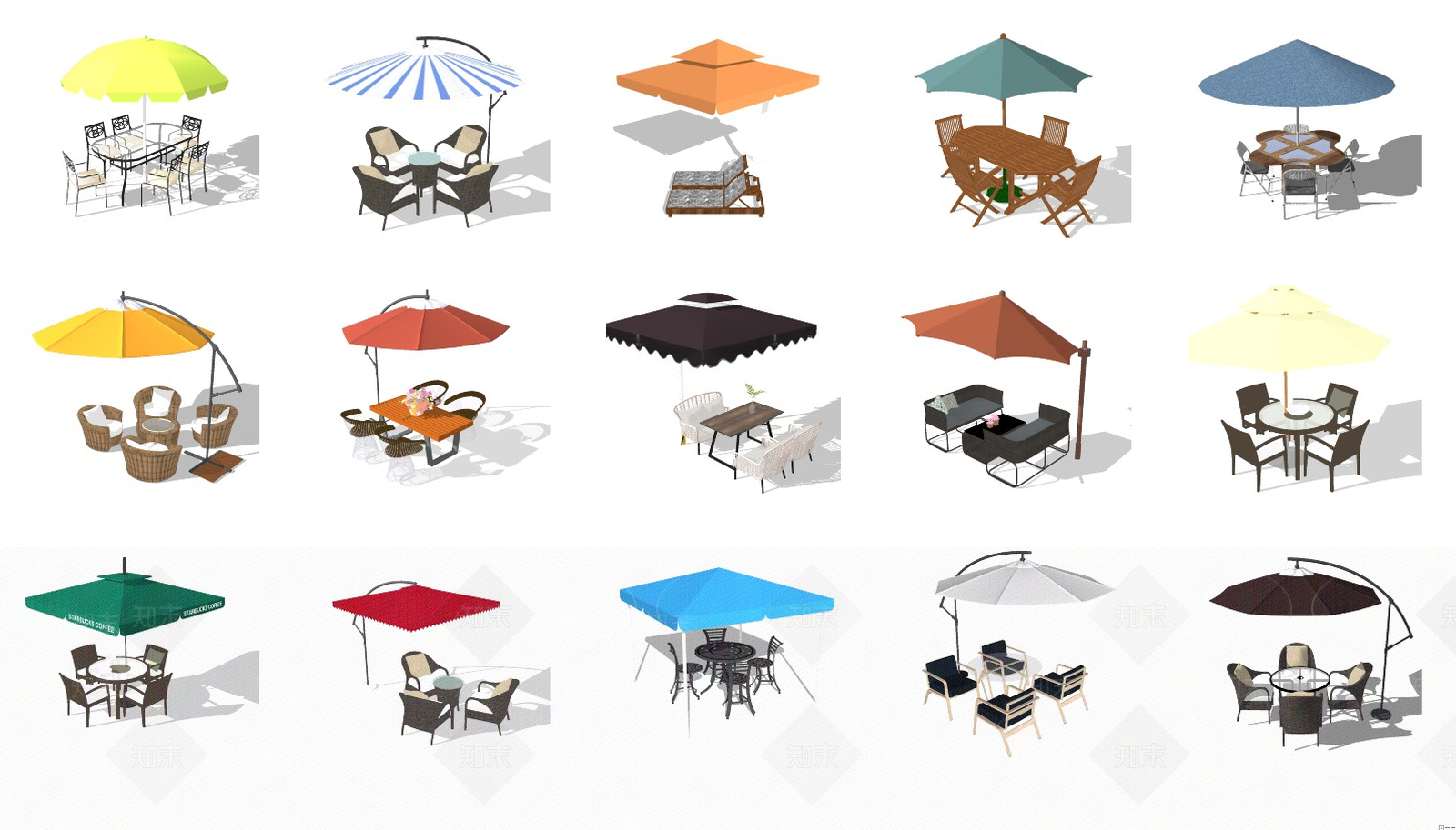 现代风格遮阳伞SU模型下载【ID:266951852】