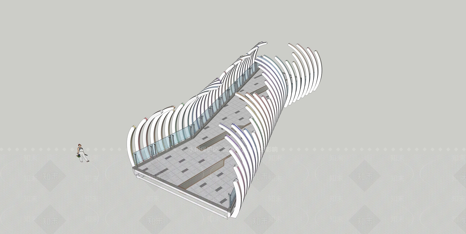 现代风格天桥SU模型下载【ID:966952386】