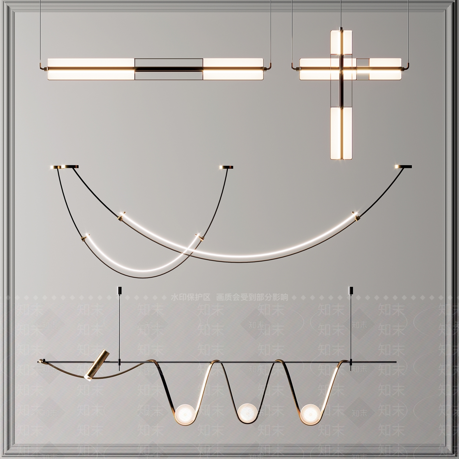 现代吊灯3D模型下载【ID:566956827】