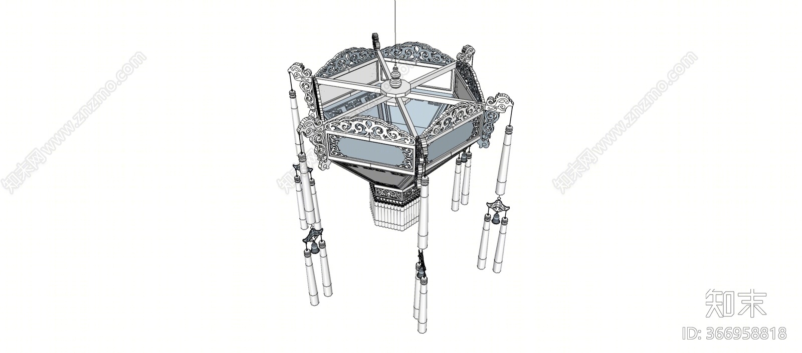 中式风格吊灯SU模型下载【ID:366958818】