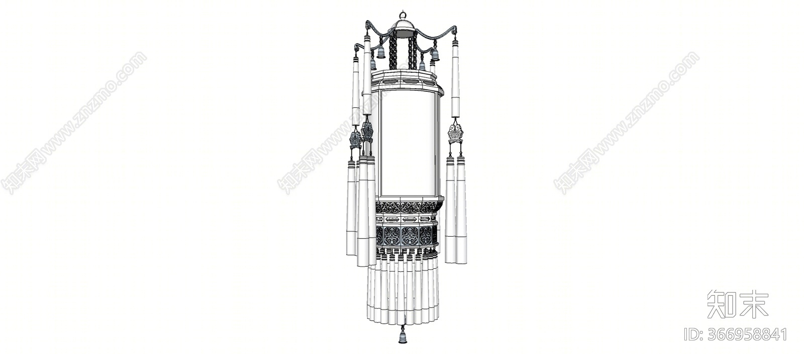 中式风格吊灯SU模型下载【ID:366958841】