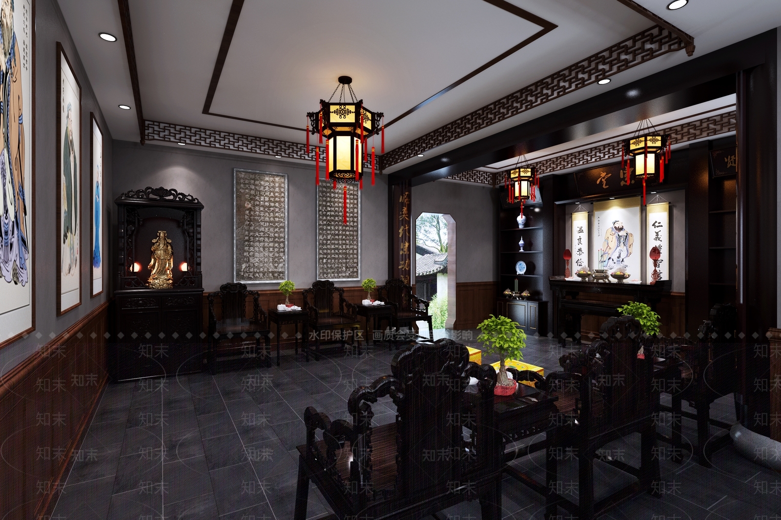 中式祠堂3D模型下载【ID:567019003】